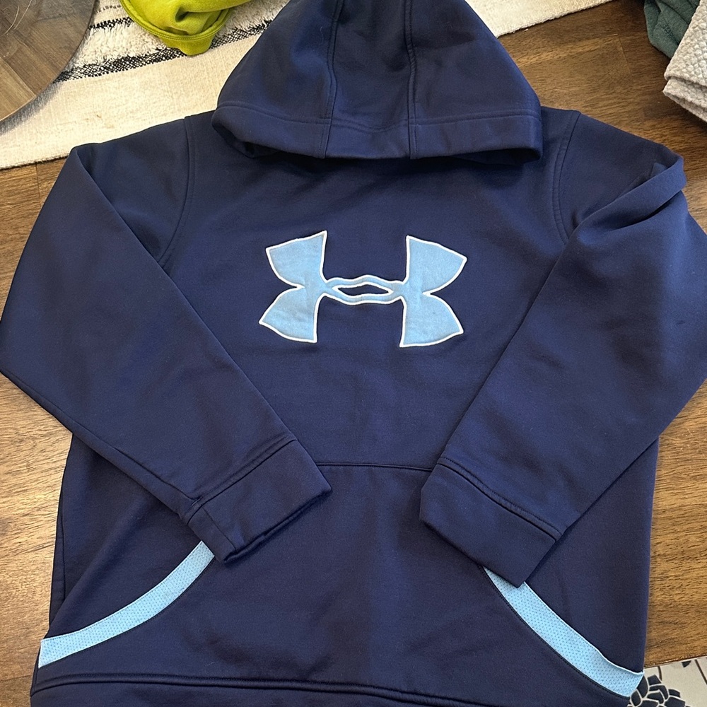 Under Armour Kids Dark Blue Hoodie with Light Blue Logo